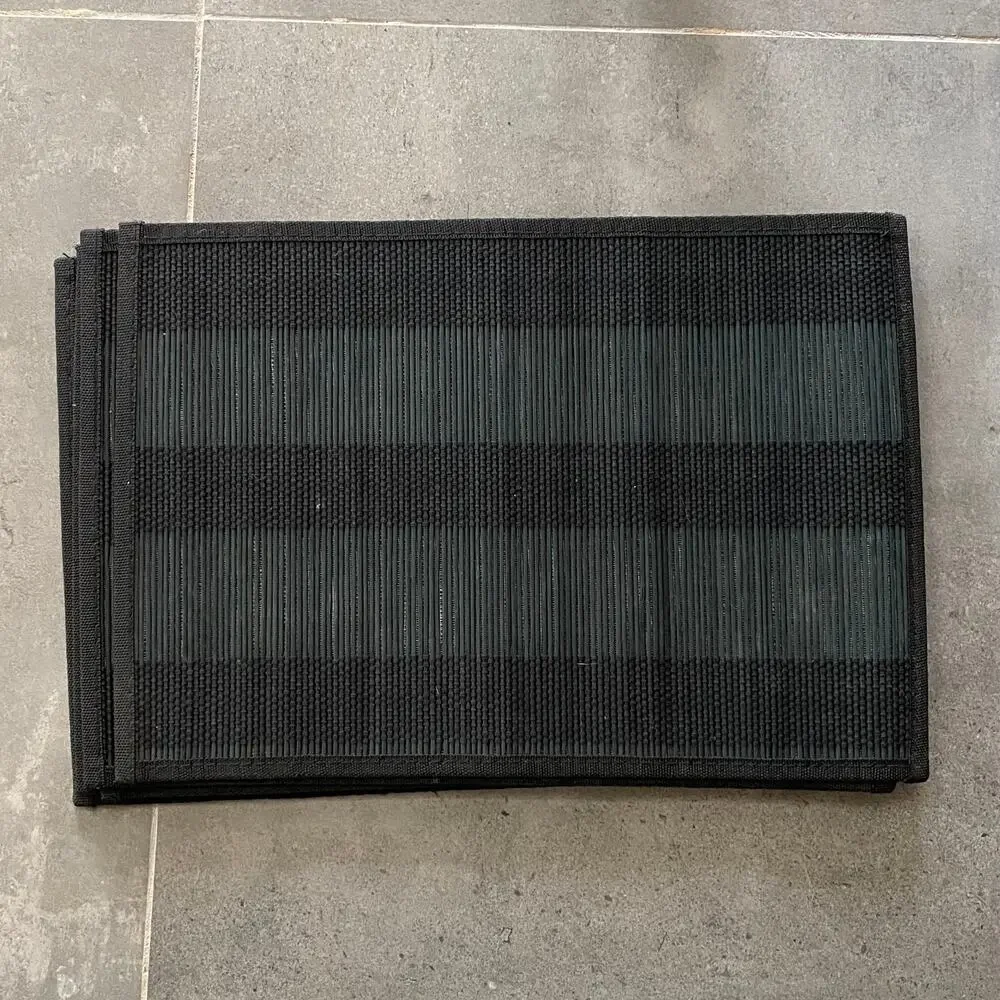 Set‎ of 5 Black Woven Placemats Reed and Cord On Fabric Backing